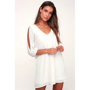 Lulus Shifting Dears Ivory Long Sleeve Dress